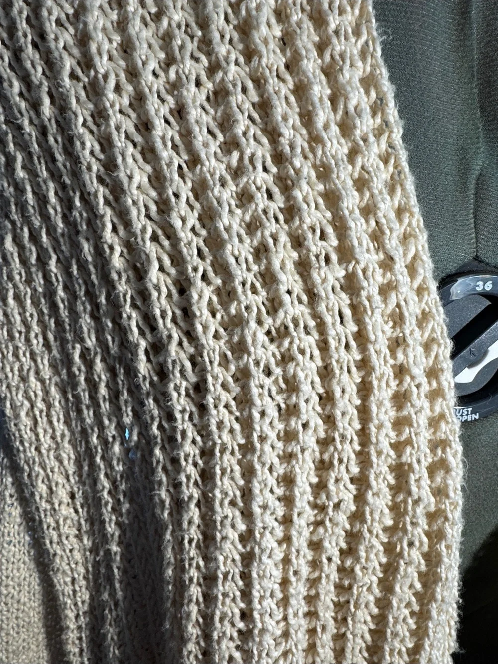 Open-Front Cream Knit Drape Cardigan